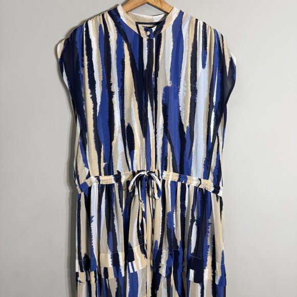 Misa Los Angeles Ulricha Striped Button Up Tiered Maxi Dress Women's Medium Blue - Picture 7 of 16